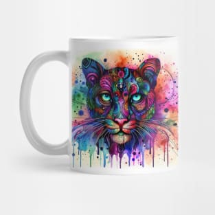 Colorful illustration of a cougar in false colors Mug